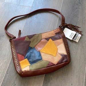 100% LEATHER COLOR BLOCK PURSE